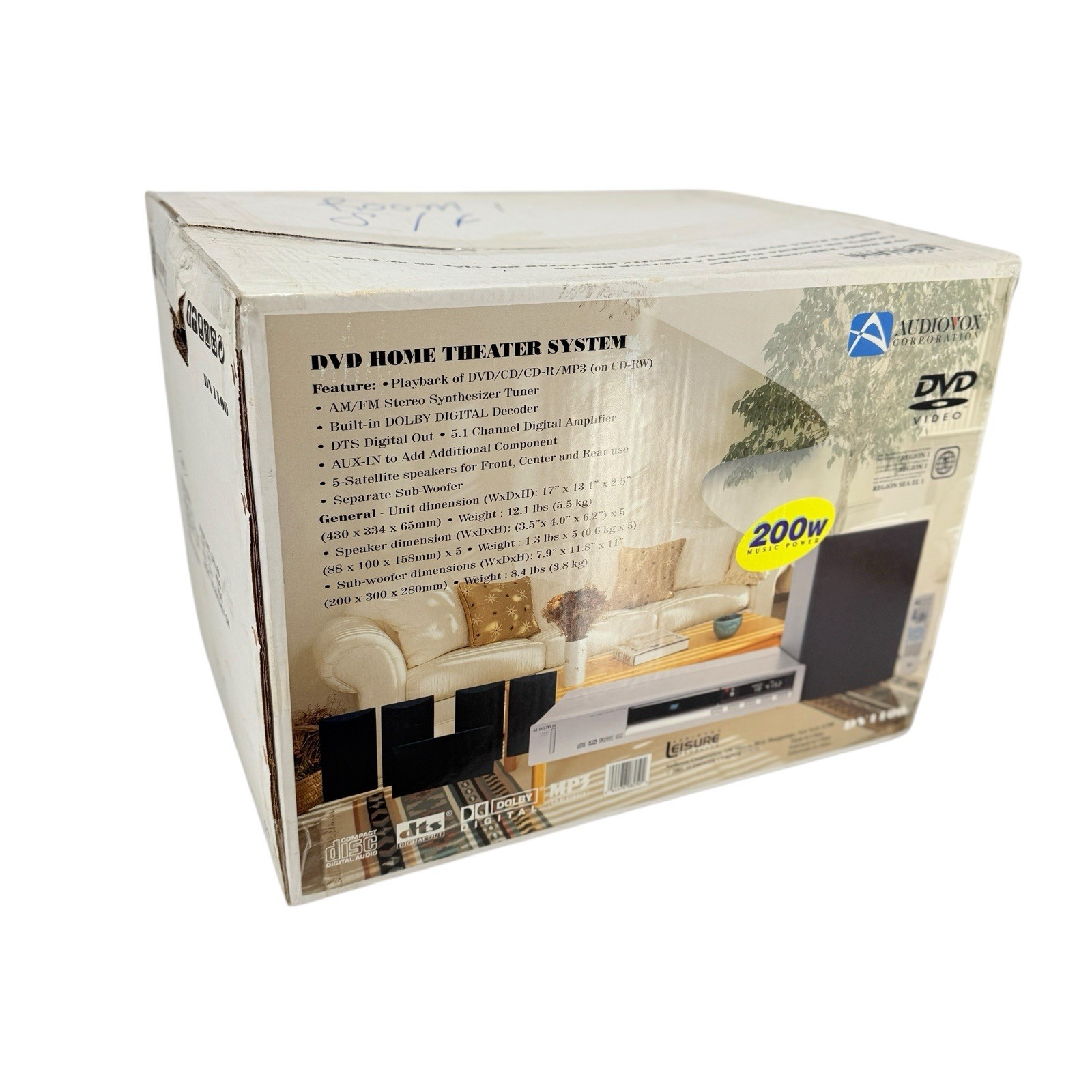 Audiovox DV1100 DVD Home Theater System New In Open Box