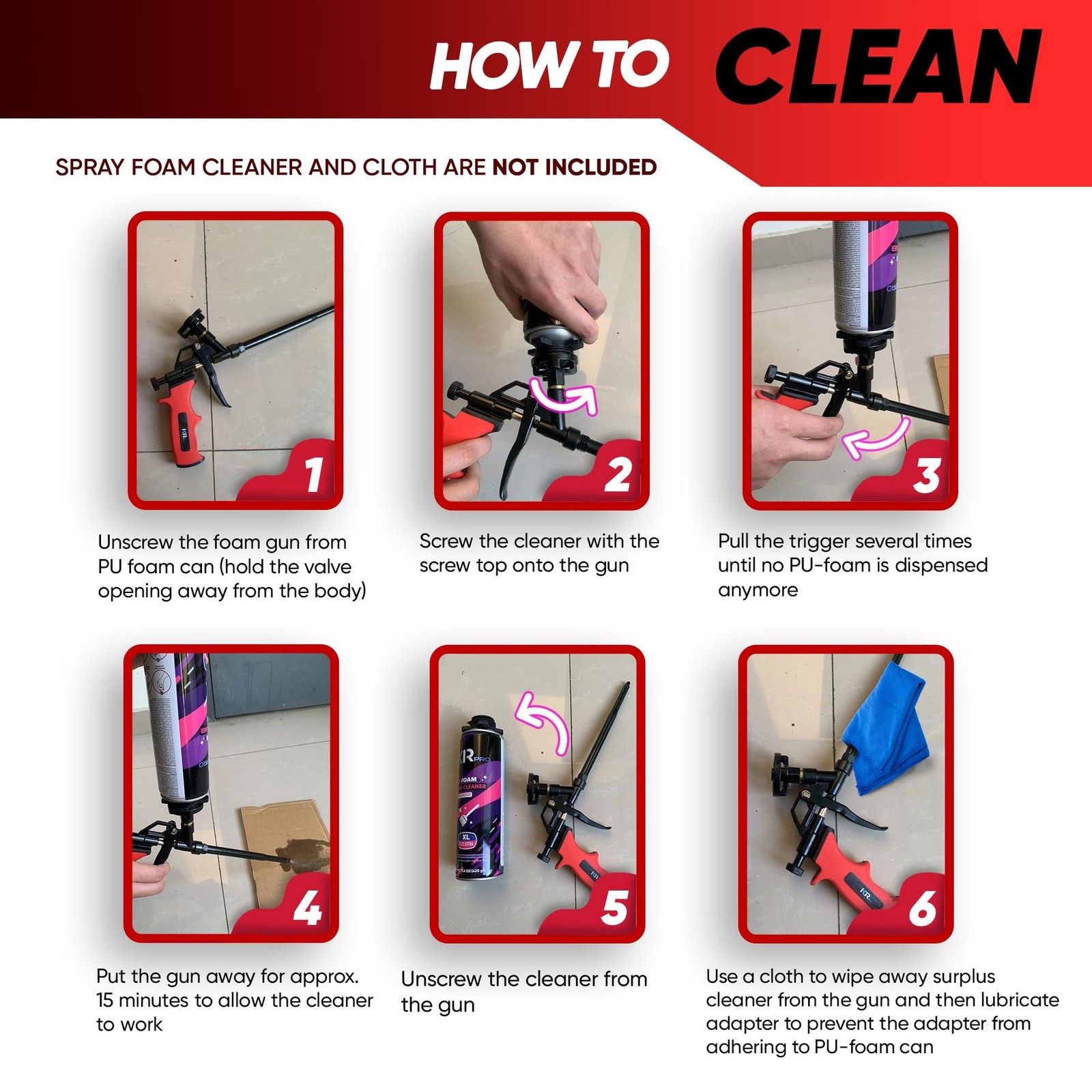 ixirpro Mega Professional Expanding Foam Spray Gun (1 Insulation Gun + 9 Exte...