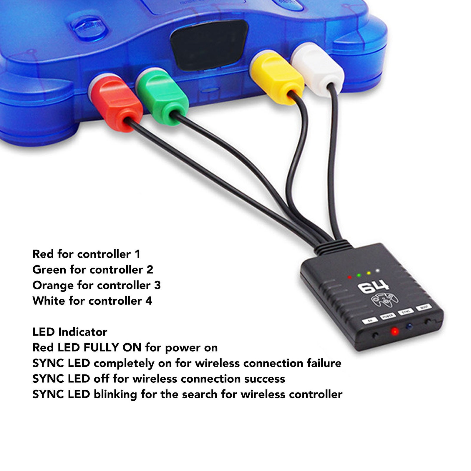 ｀Wireless Controller Adapter Support 4 Player BT Controller Converter For N64
