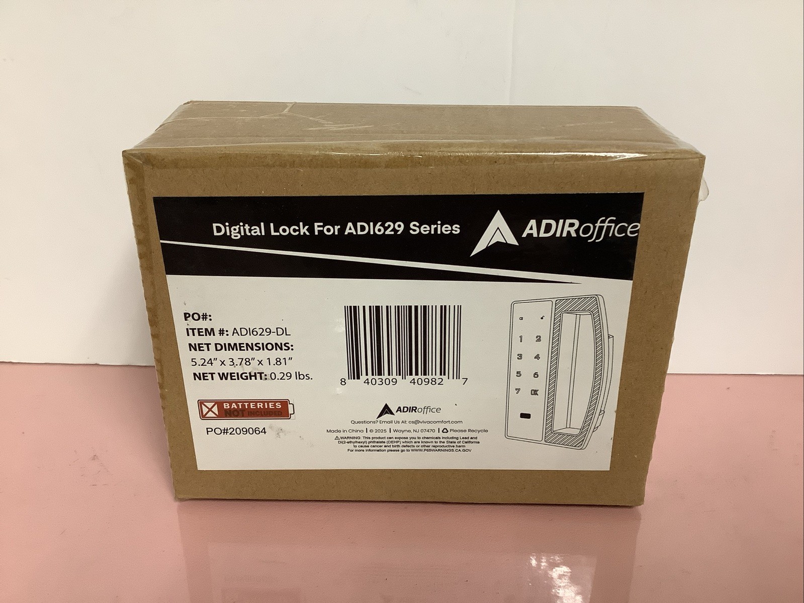 ADIR Office ADI629-DL Digital Lock For ADI629 Series, 5.24" X 3.78" X1.81"