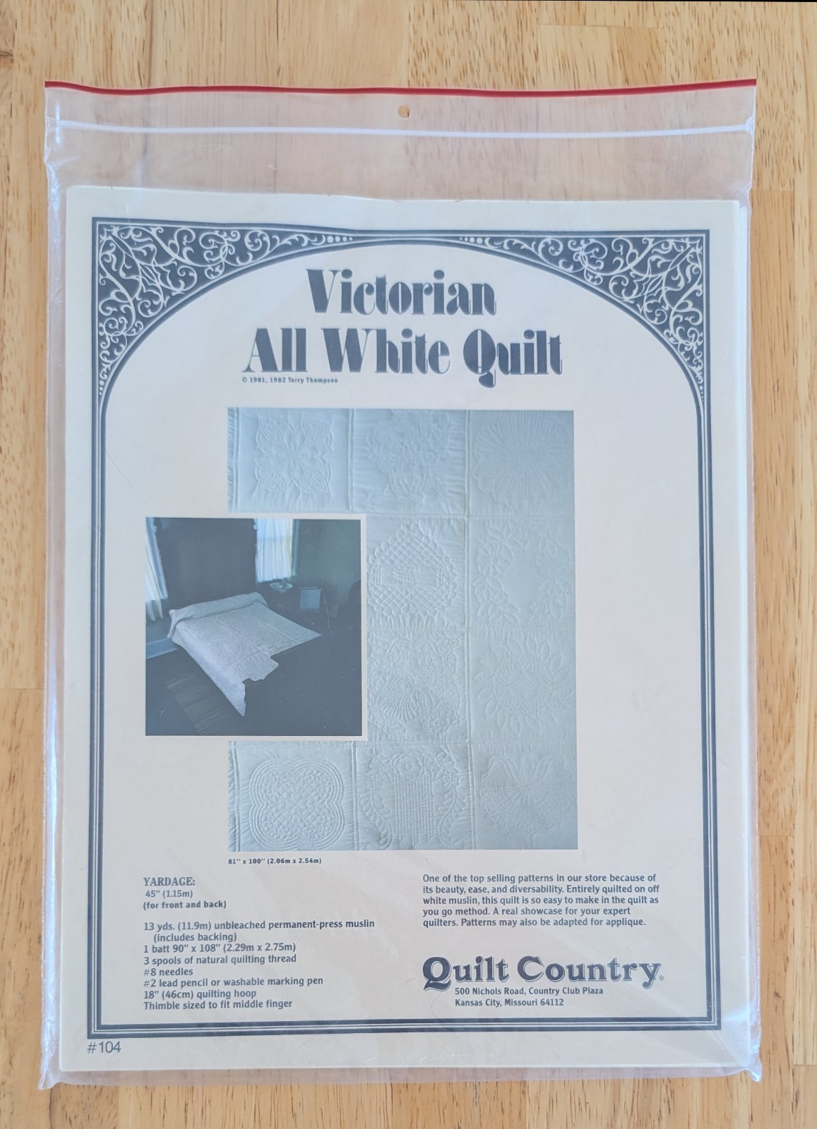 Victorian All White Quilt Pattern by Quilt Country 81" x 100" Uncut