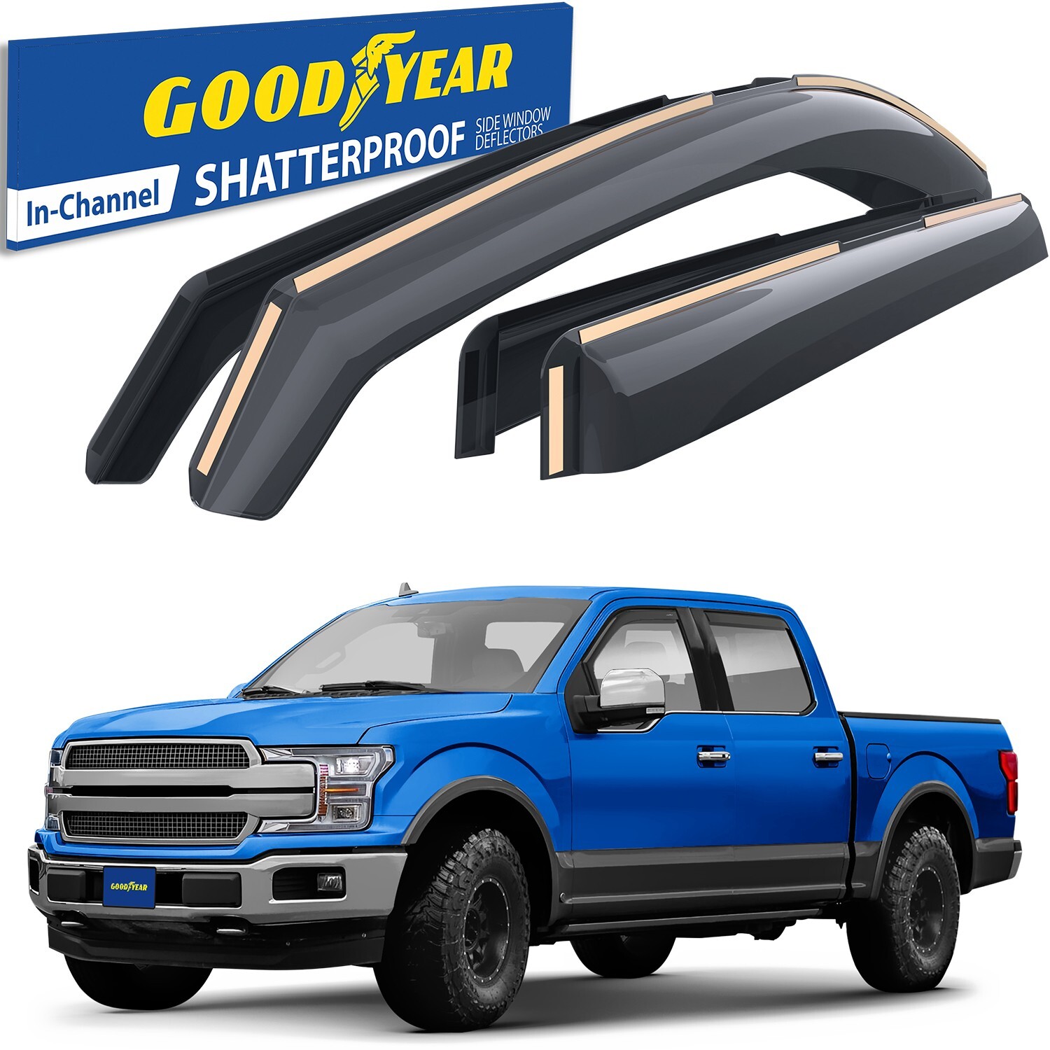 Sun Rain Visors Wind Guards for 2015-2020 Ford F-150 SuperCrew