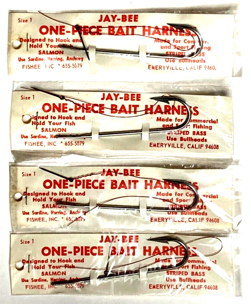 4 PACKS Jay-Bee Tackle One-Piece Bait Harness Size 1 Designed to Hook and Hold