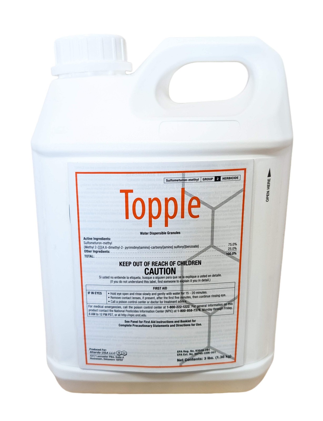 Topple Herbicide (Generic Oust XP) bottle (3 lbs) | Sulfometuron
