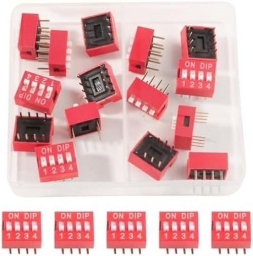 Double Row Dip Slide Switch 4 Position 2.54mm PCB Mountable On Off Style: 4pin