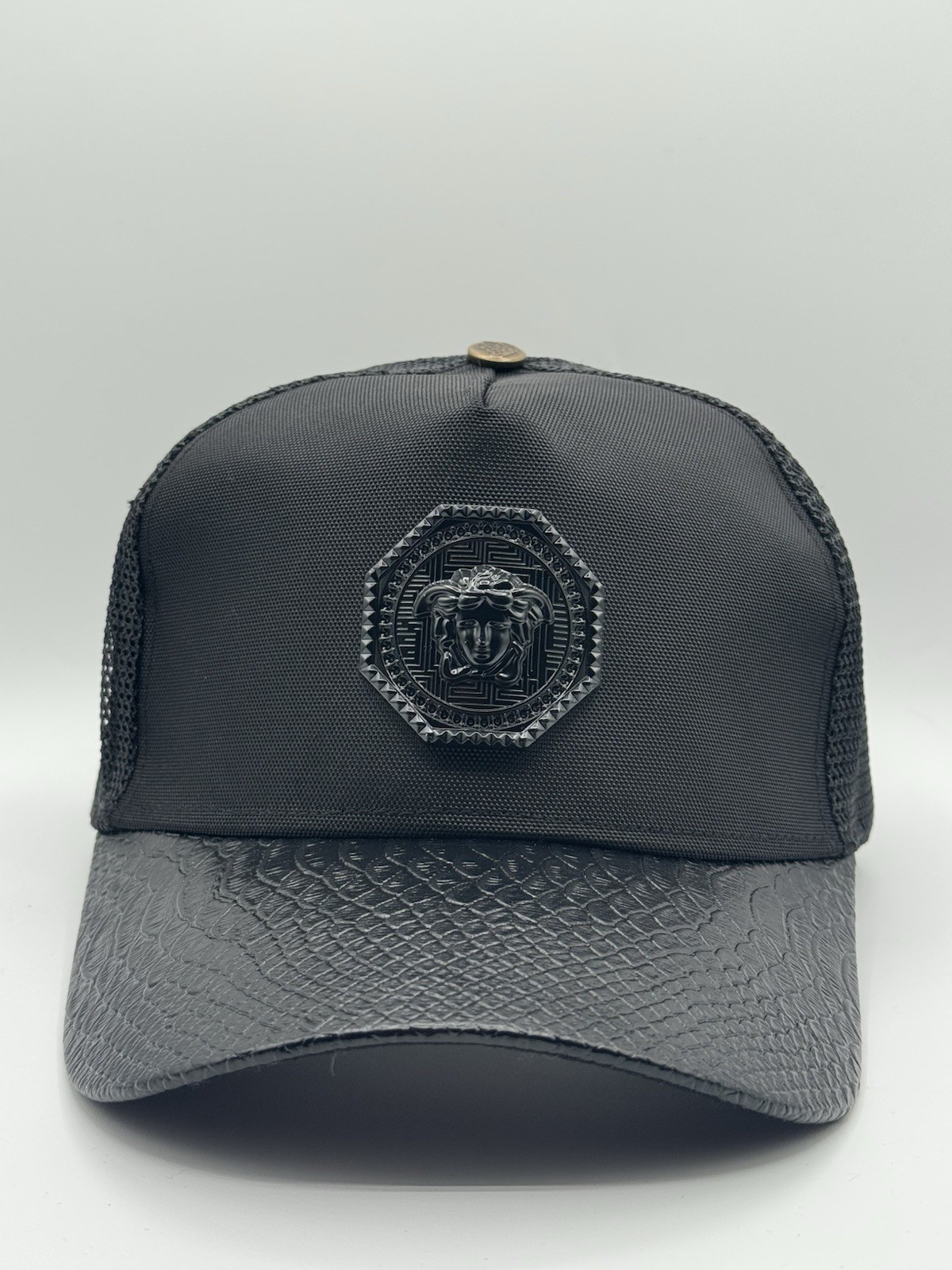 Black Medusa Snakeskin Trucker Hat
