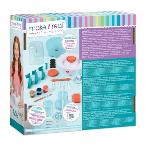 Make It Real Mini Pottery Studio - 26-Piece DIY Kit Miniature, multi