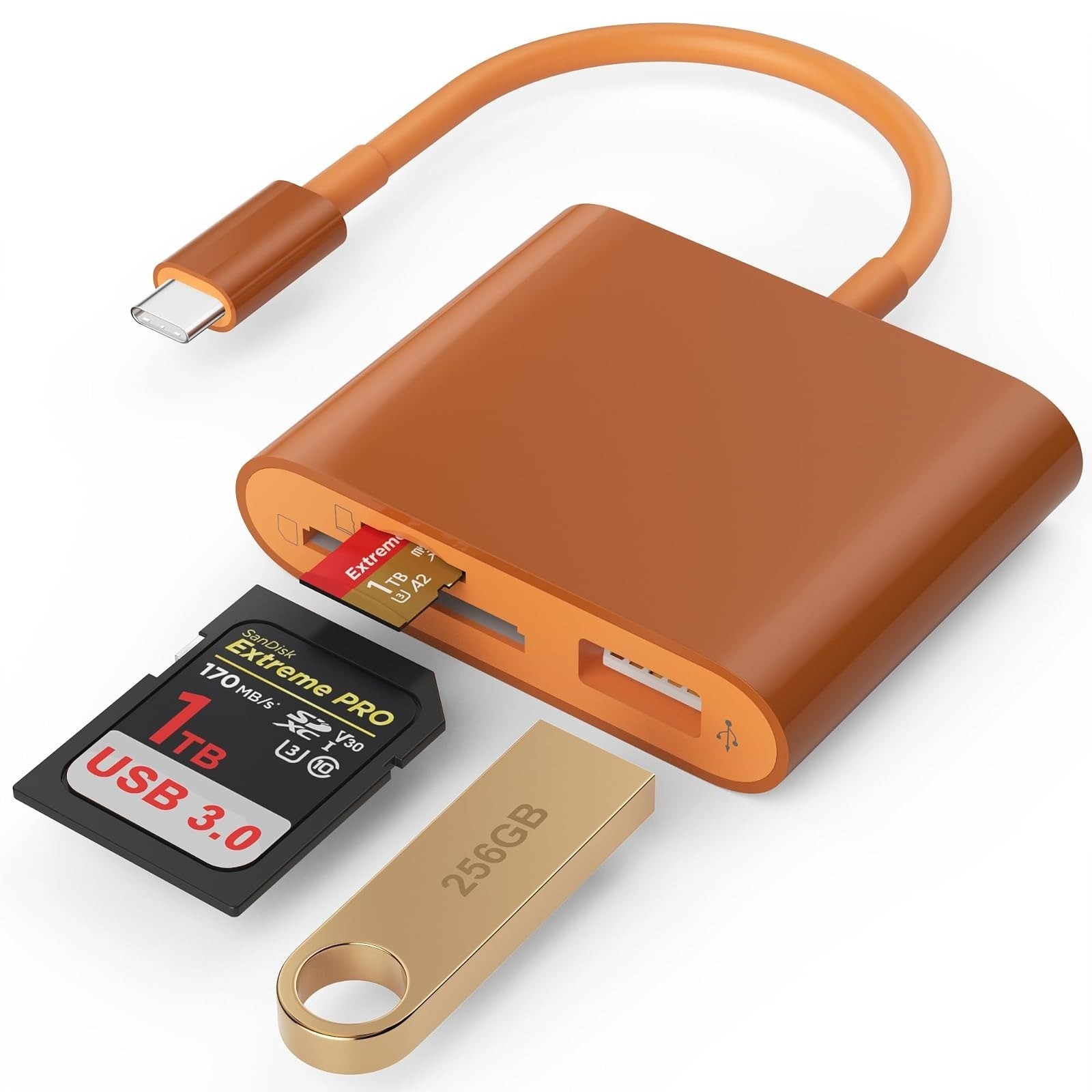 USB-C SD Card Reader USB 3.0 Adapter Dual Slot SD microSD