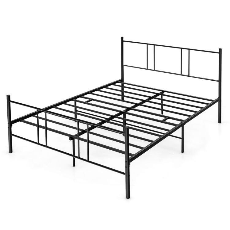 Queen Size Platform Bed Frame Heavy Duty Steel Frame w/High Headboard Footboard