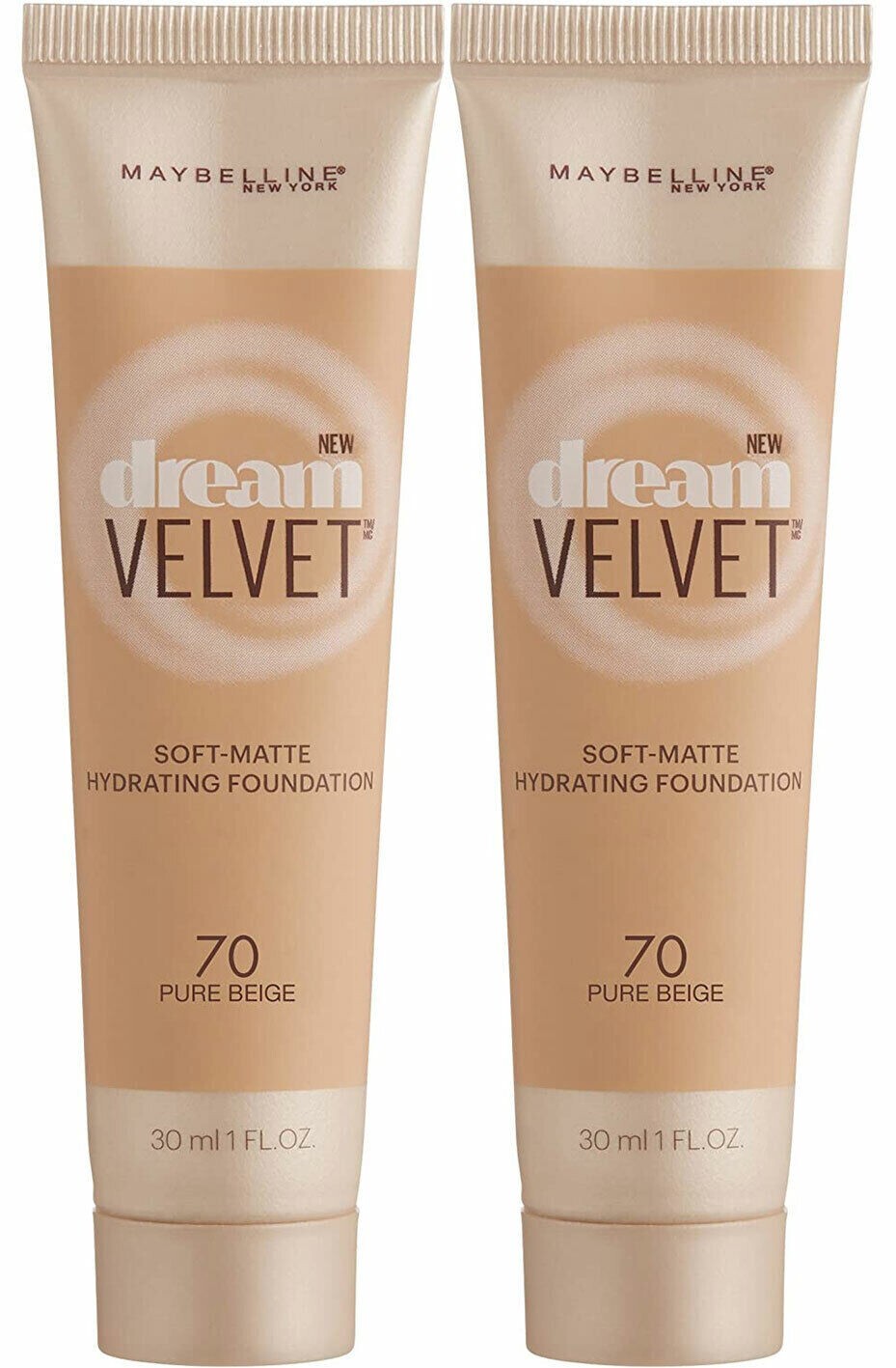 PACK OF 2 - Maybelline Dream Velvet Soft Hydrating Foundation 70 PURE BEIGE