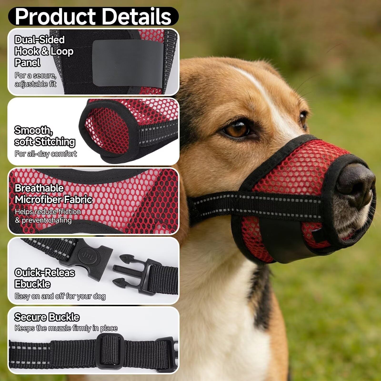 Dog Muzzle,2 Pack Soft Mesh Muzzle for Small Medium Large Dogs for Scavenging...