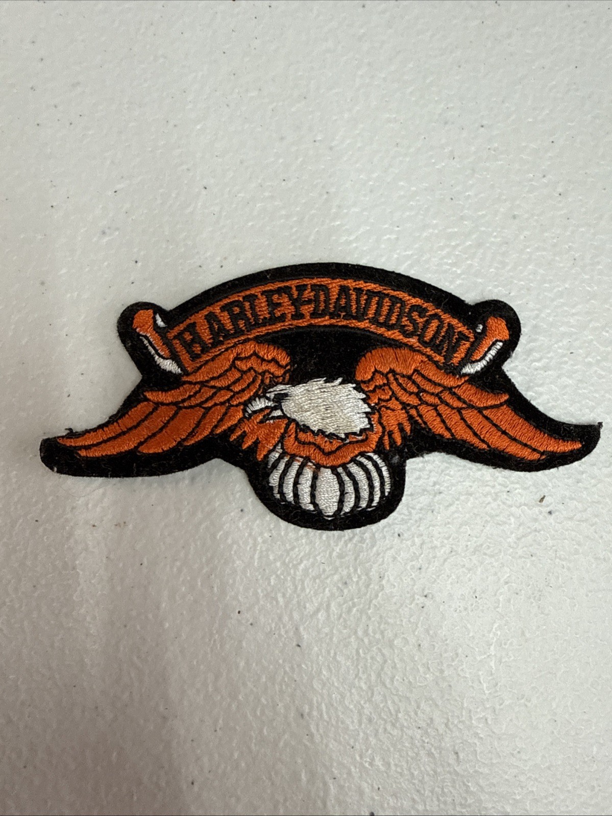 Authentic Vintage Harley-Davidson small Orange Eagle Banner Emblem Patch