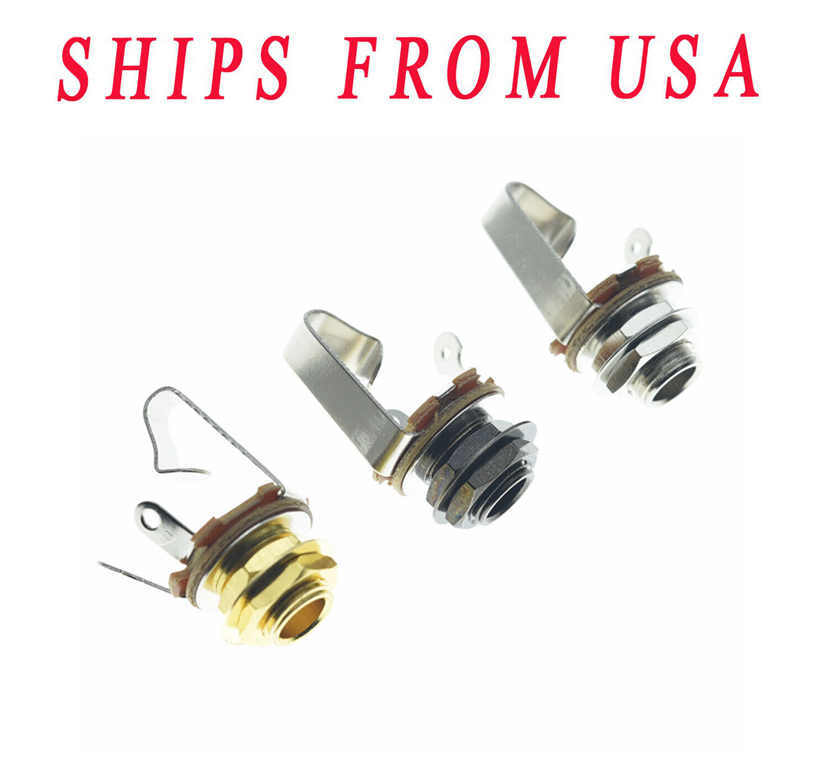 Premium 2pcs Brass 1/4"(6.35mm) Female Guitar/Bass Output/Input Mono Jack Socket