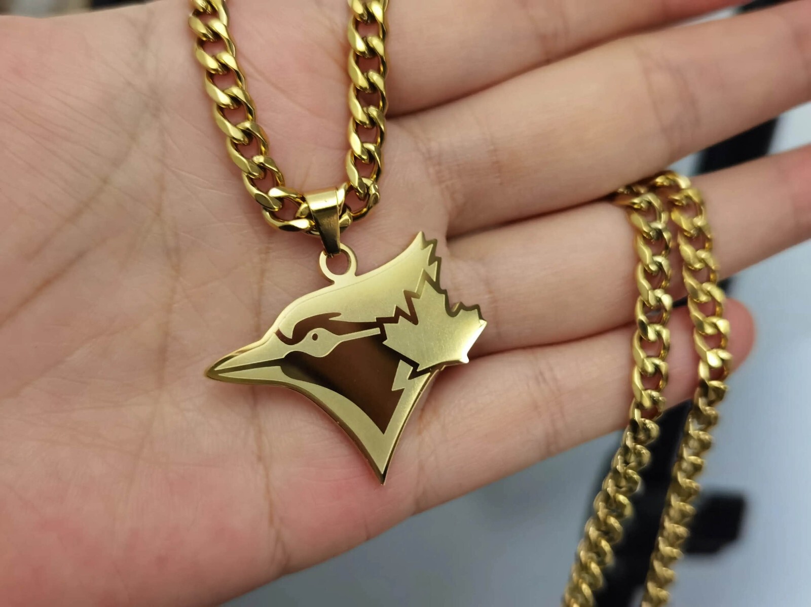 Toronto Blue Jays Necklace - 5mm Cuban - 22" Gold Chain - MLB - Baseball