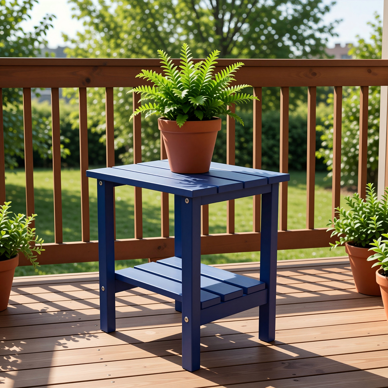 Adirondack Square Outdoor Side Table HDPE Navy Blue