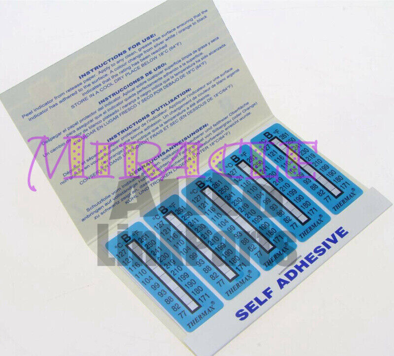 10 strips/pack For THERMAX Temperature Label 10 Level Range B 77-127°C/171-261℉
