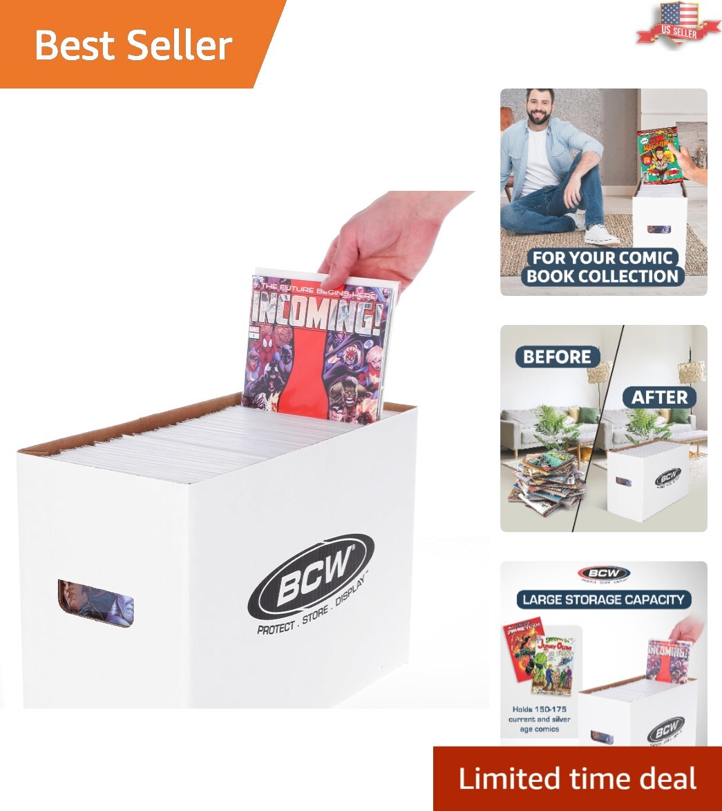 Comic Book Storage Short Box | Holds 150-175 Comics | Cardboard Storage | White