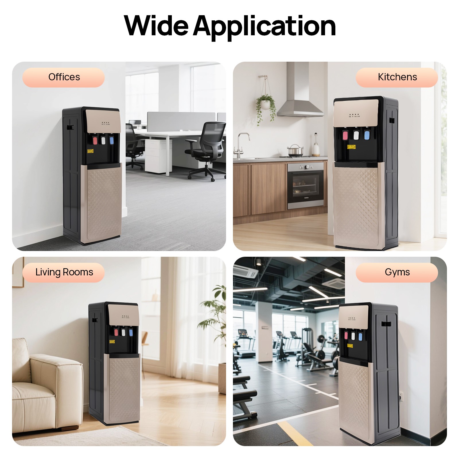 Bottom Loading Water Cooler Dispenser with Hot, Cold, and Room Temperature