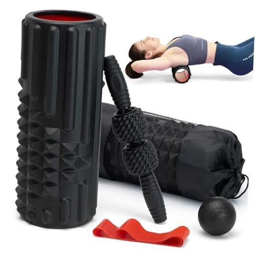 5 in 1 Foam Roller Set, High Density Fitness Exercise Foam Roller for Black