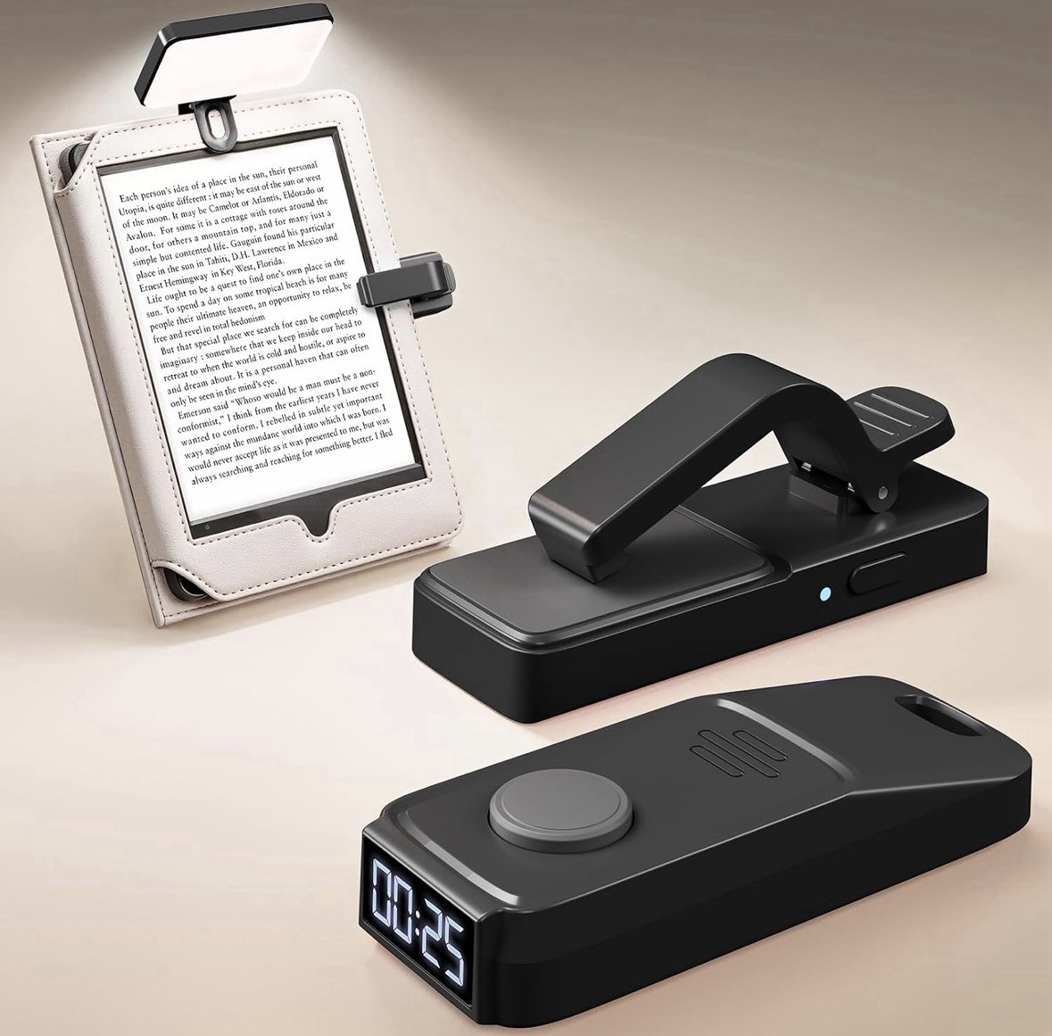 Page Turner Remote for Kindle - with Reading Time Tracker and Book Light