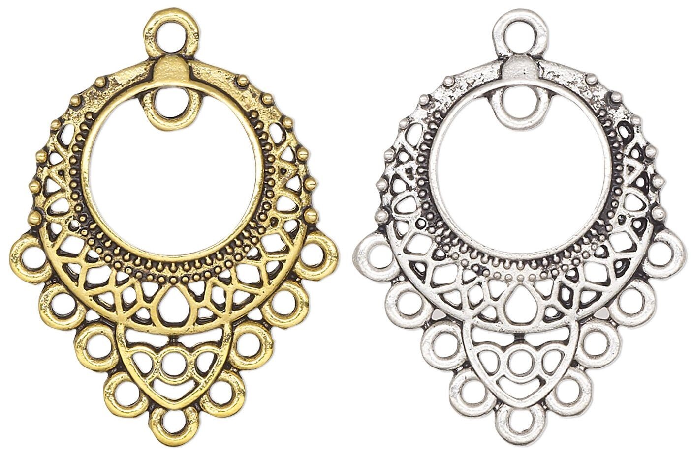 Drop, 10 Antiqued Silver OR Gold Pewter 26x23mm Chandelier Earring Connectors
