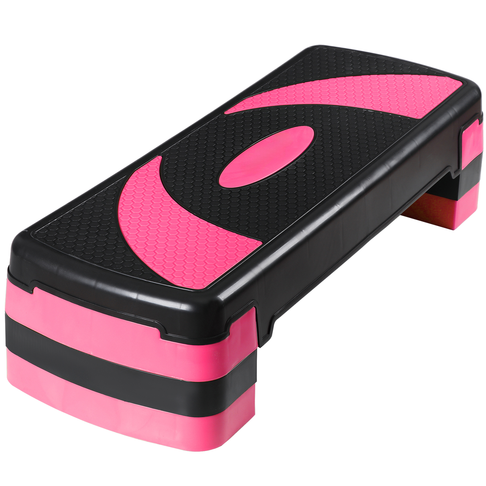 Adjustable Workout Aerobic Stepper Pink Exercise Step Platform with 4 Risers