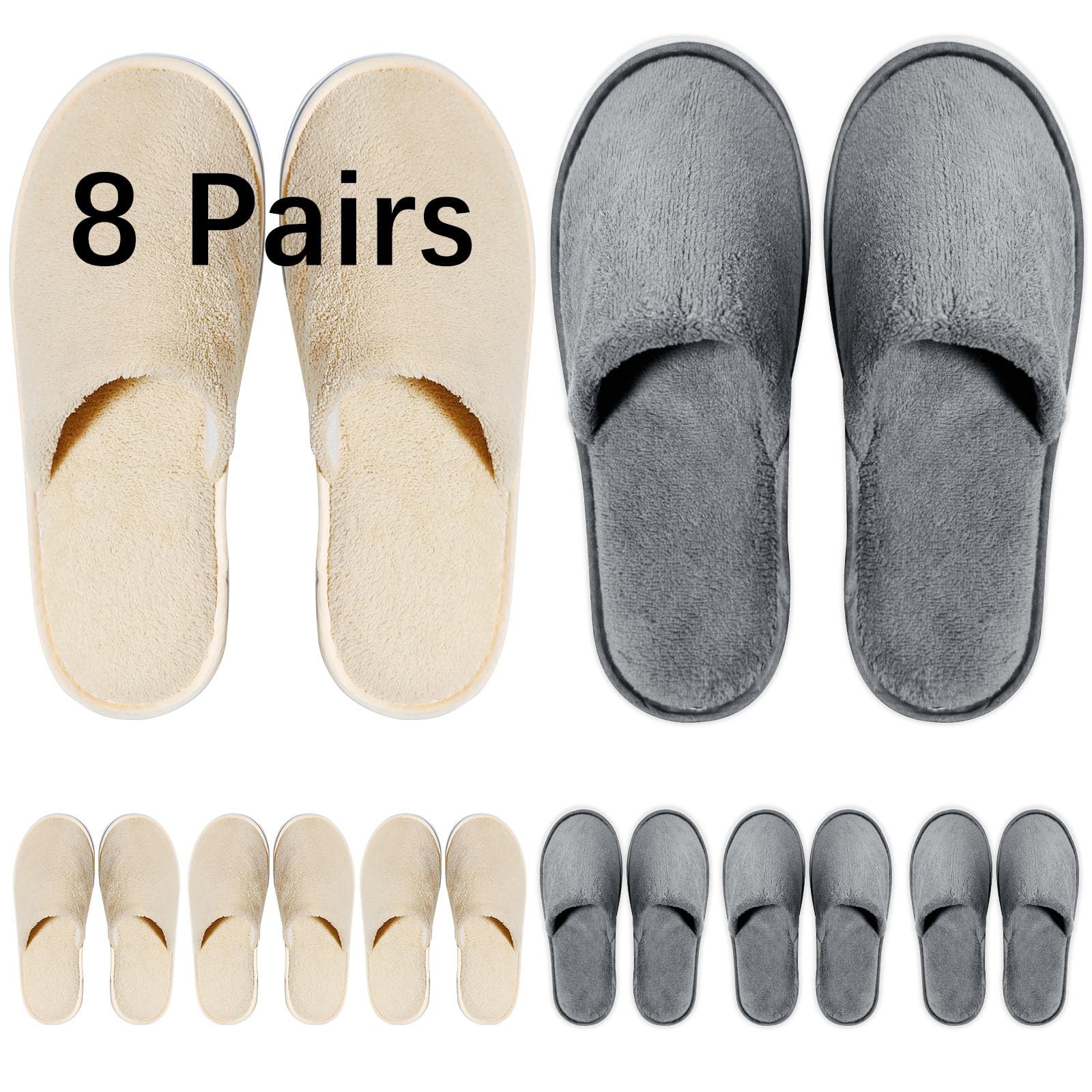 8 Pairs Guest Slippers Disposable For Guests Washable Reusable Which Can Be U...