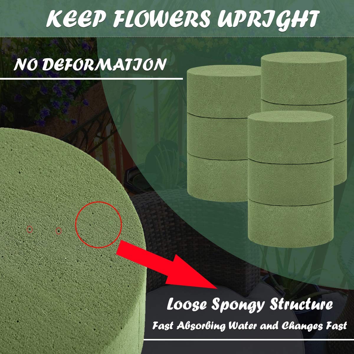 TAOPE 15 PCS Floral Foam, Green Block for Artificial Flowers, 3.15IN,