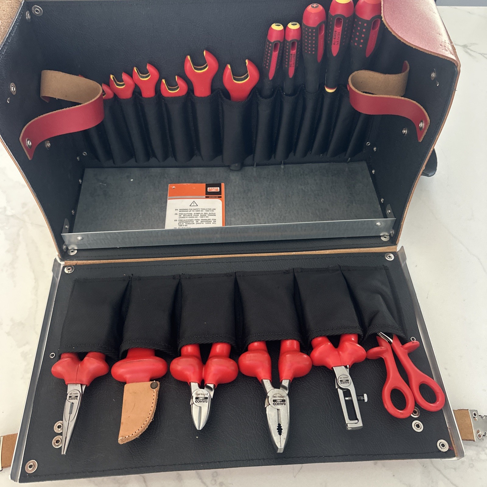 BAHCO 1000V Rated Electrician Mechanic Tool 19pc. Set W/ Leather Case 3045V-2