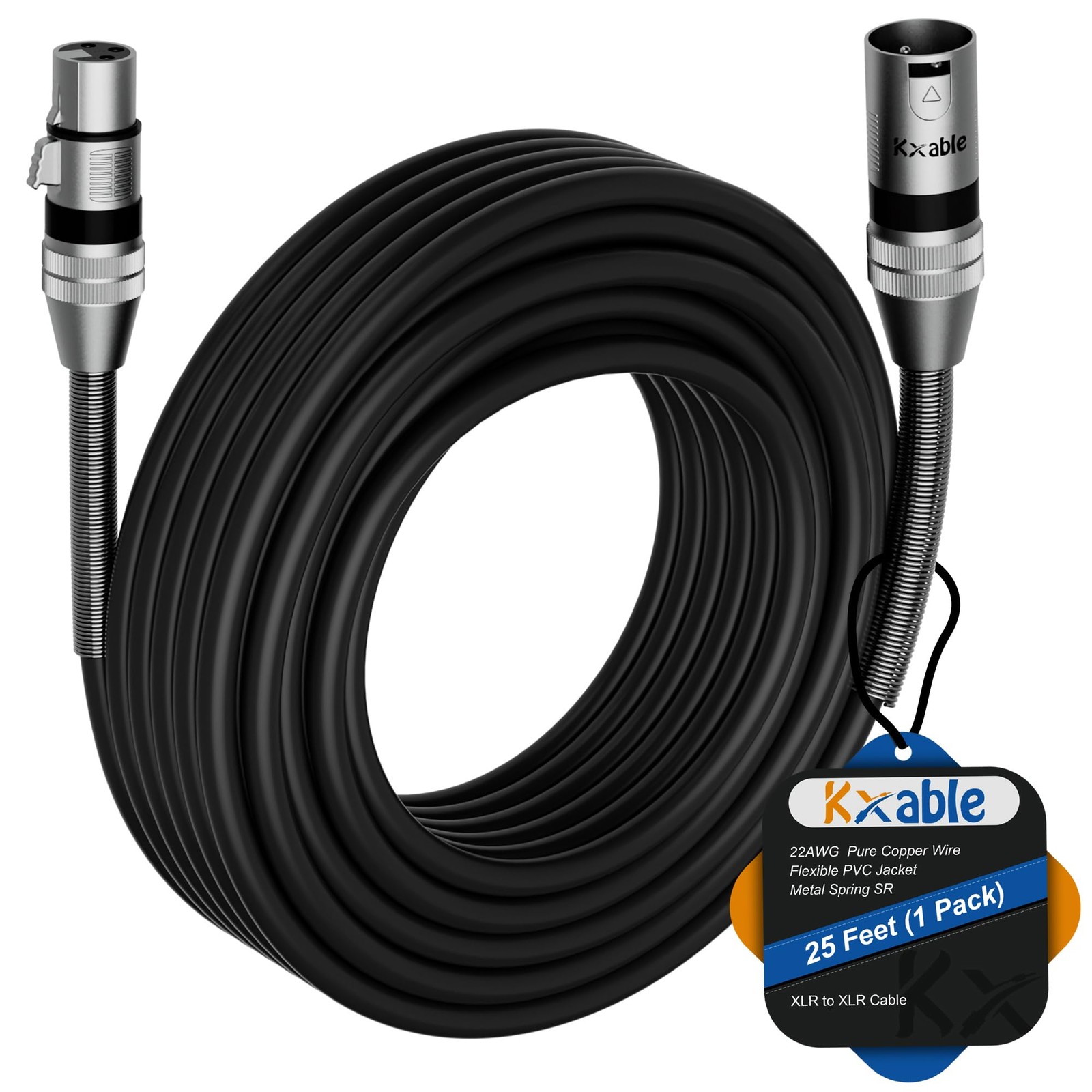 Kxable XLR Microphone Cable 25FT, XLR Male to Female Balanced Mic Cable, 3-Pi...
