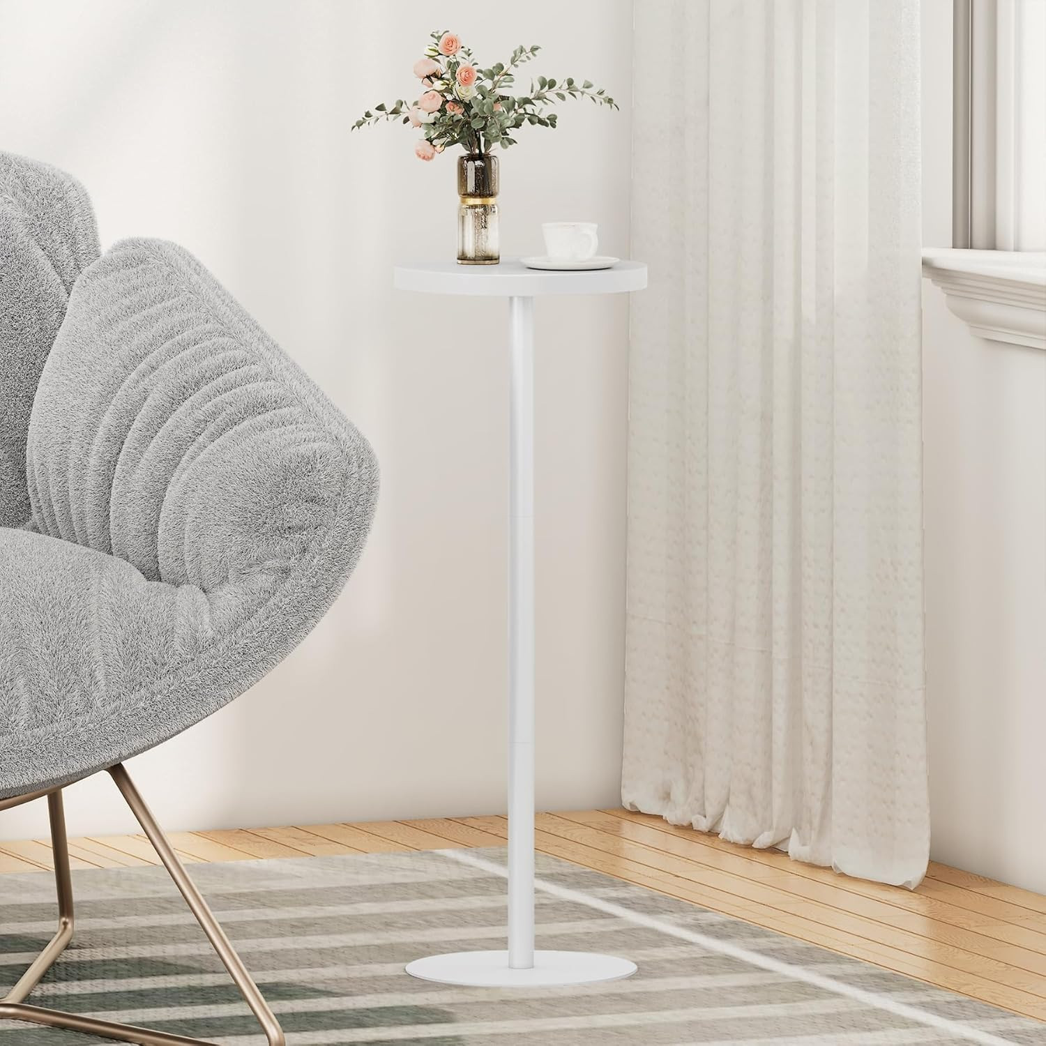 Tall round Side Table, Small End Table, beside Table, Drink Table, Pedestal Side
