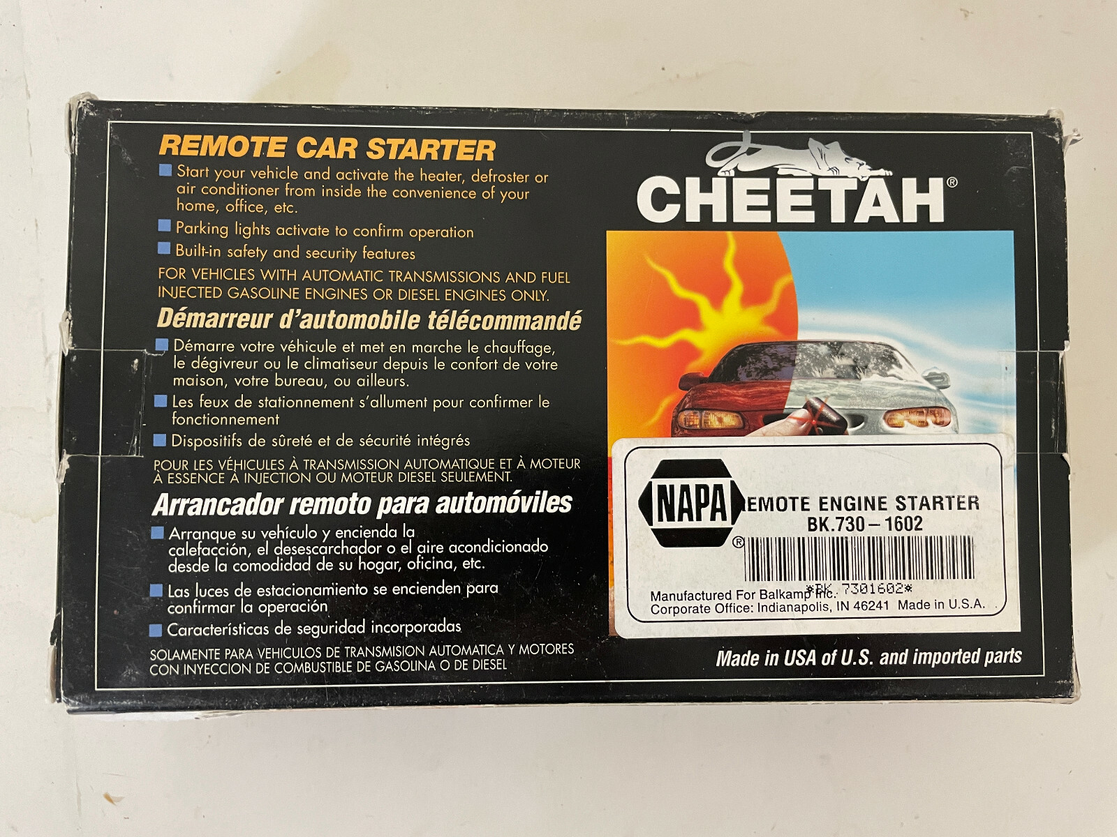 CHEETAH REMOTE CAR STARTER MODEL SK8 NEW