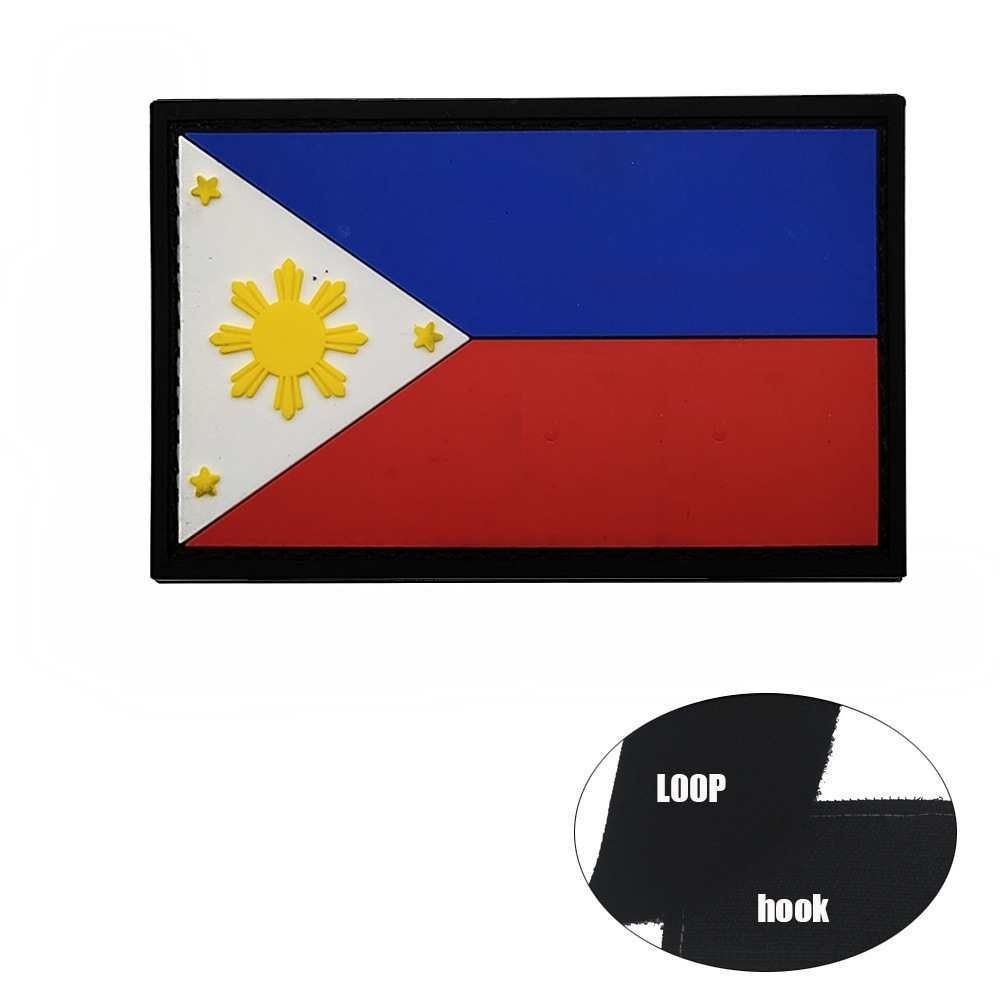 2Pcs Philippines Flag FILIPINO FLAG Adhesive Tactical Rubber Hook Patch Forest