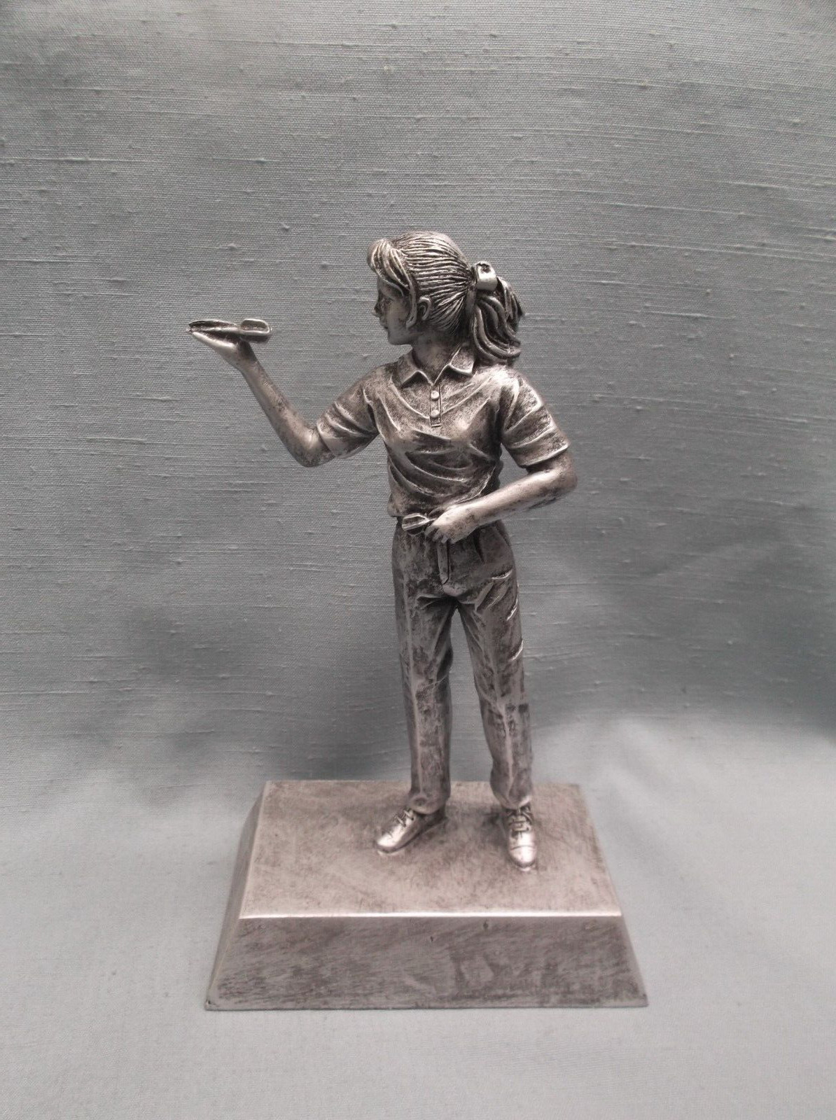 silver statue female dart trophy award resin PDU 50002-S tournament quantities