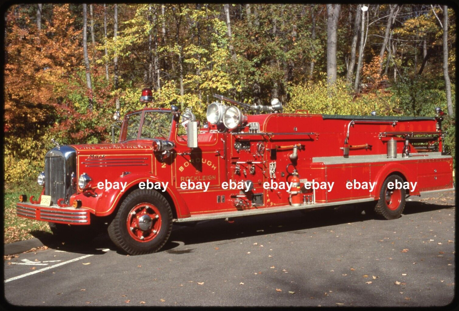 Rockleigh NJ 1950 Mack L Quad Fire Apparatus Slide