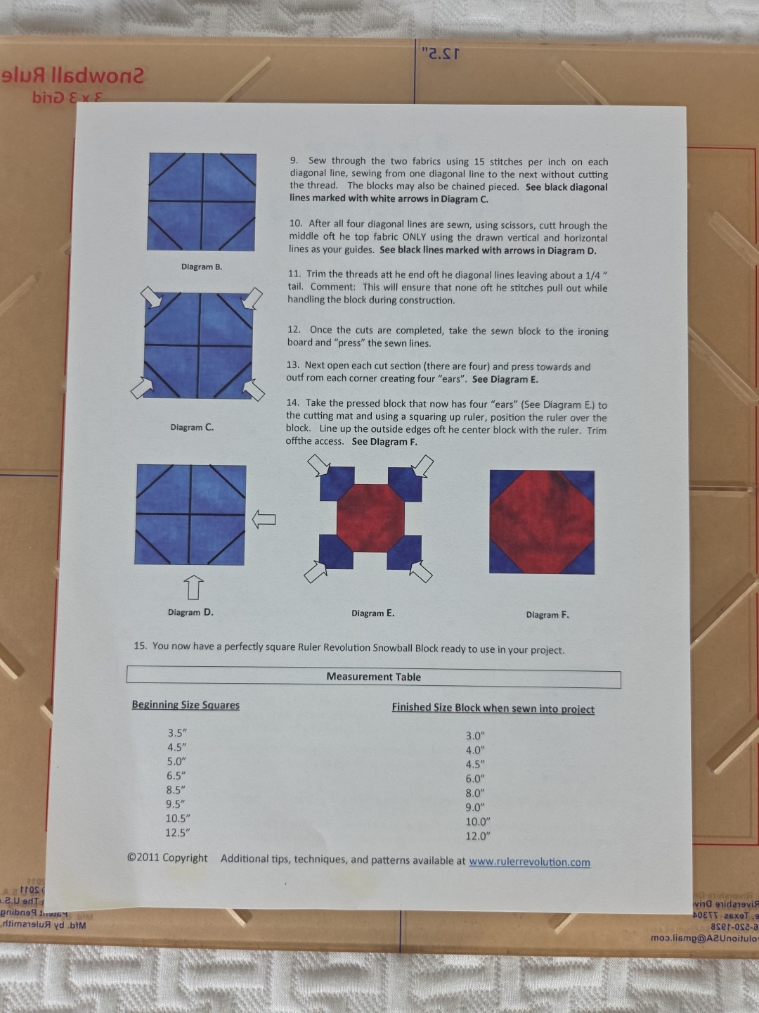 Ruler Renovation Quickest Ever Snowballs-Fabric Template