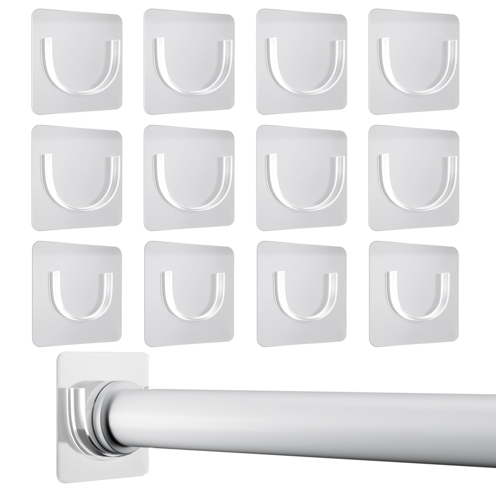 12Pcs Adhesive Shower Curtain Rod Holder for Wall No Drilling Tension Rod Holder