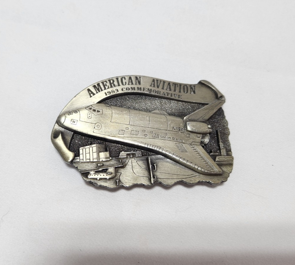 American Aviation Commemorative Space Shuttle Belt Buckle By Arroyo Grande 1983