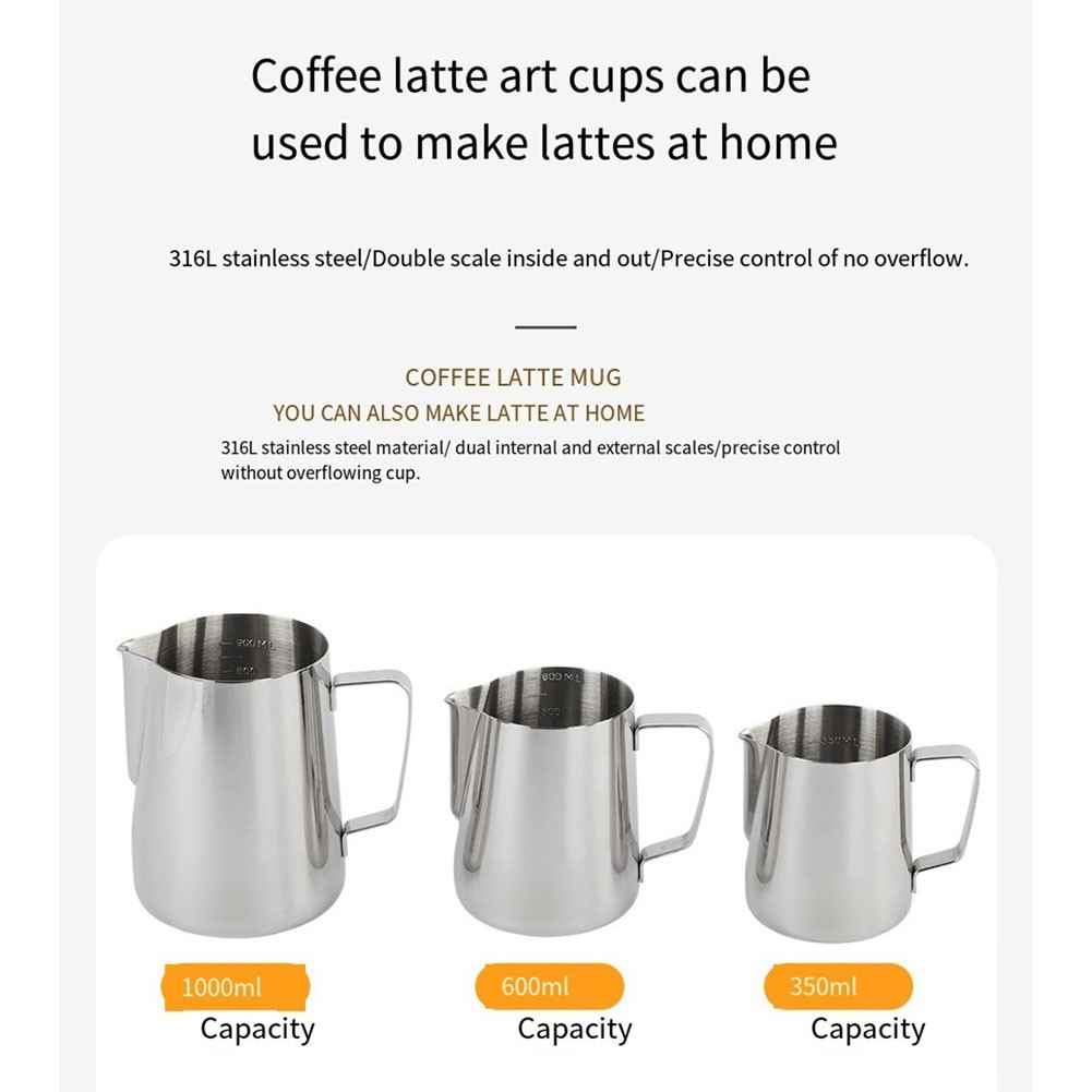 316L Stainless Steel for latte Art Cup with Large Belly Body and Comfortable