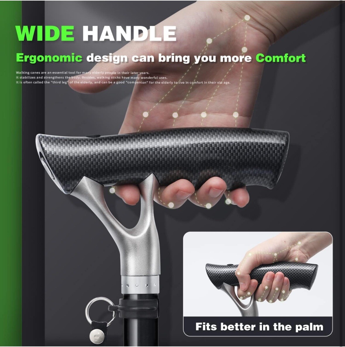 BigAlex Quad Cane Adjustable Lightweight Walking Cane Flexible-LED Handle