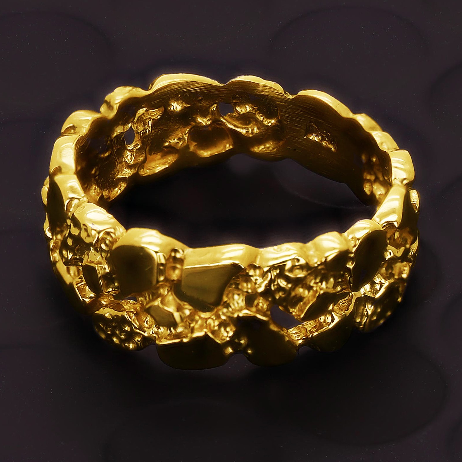 14k Yellow Gold Solid Nugget Ring Band Size 12 - 9mm 8.5 grams