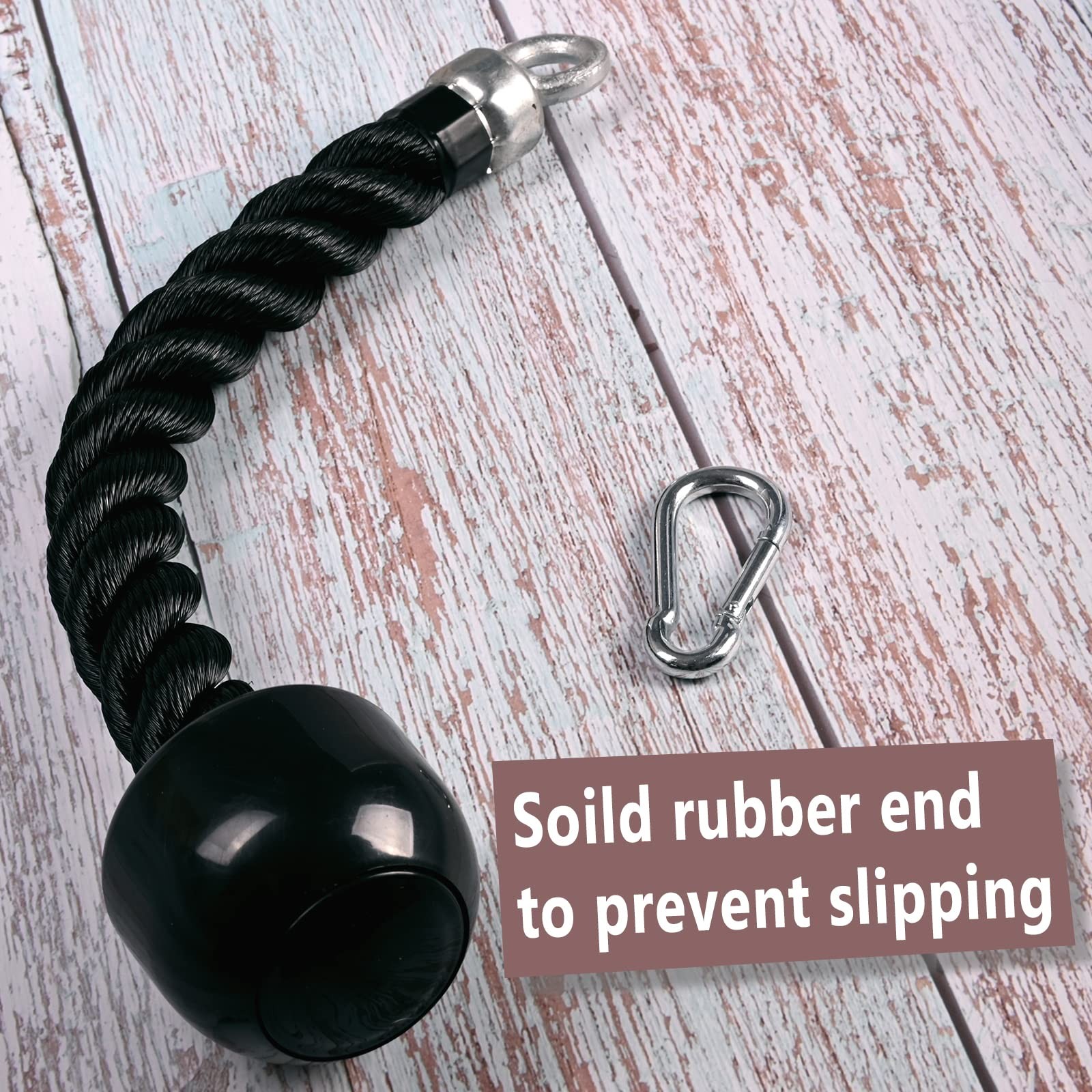 Pull Down Tricep Rope Kit, Non Slip Cable Attachment for Gym Face Pulls, 2 Hook
