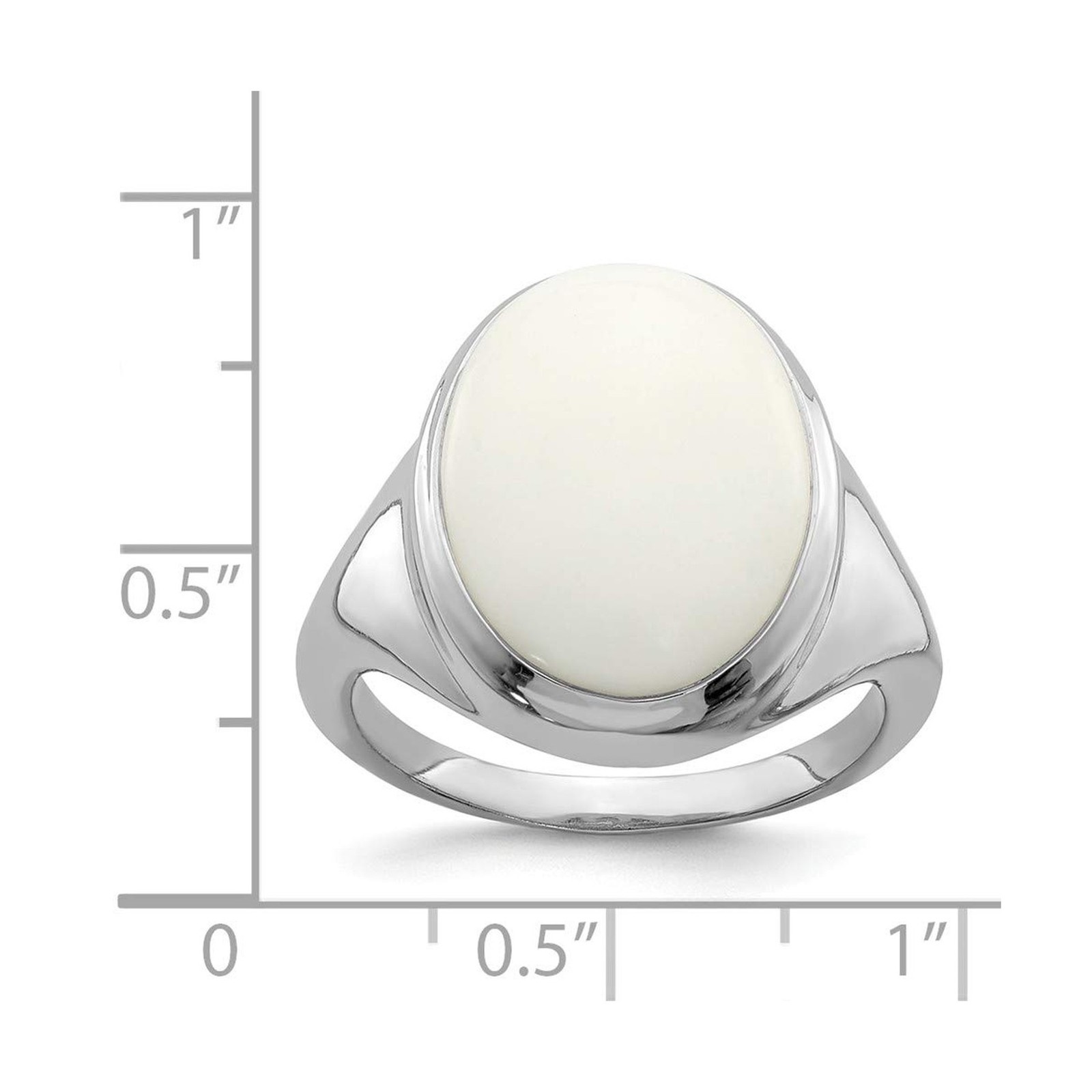 Solid 925 Sterling Silver White Agate Ring Band 8