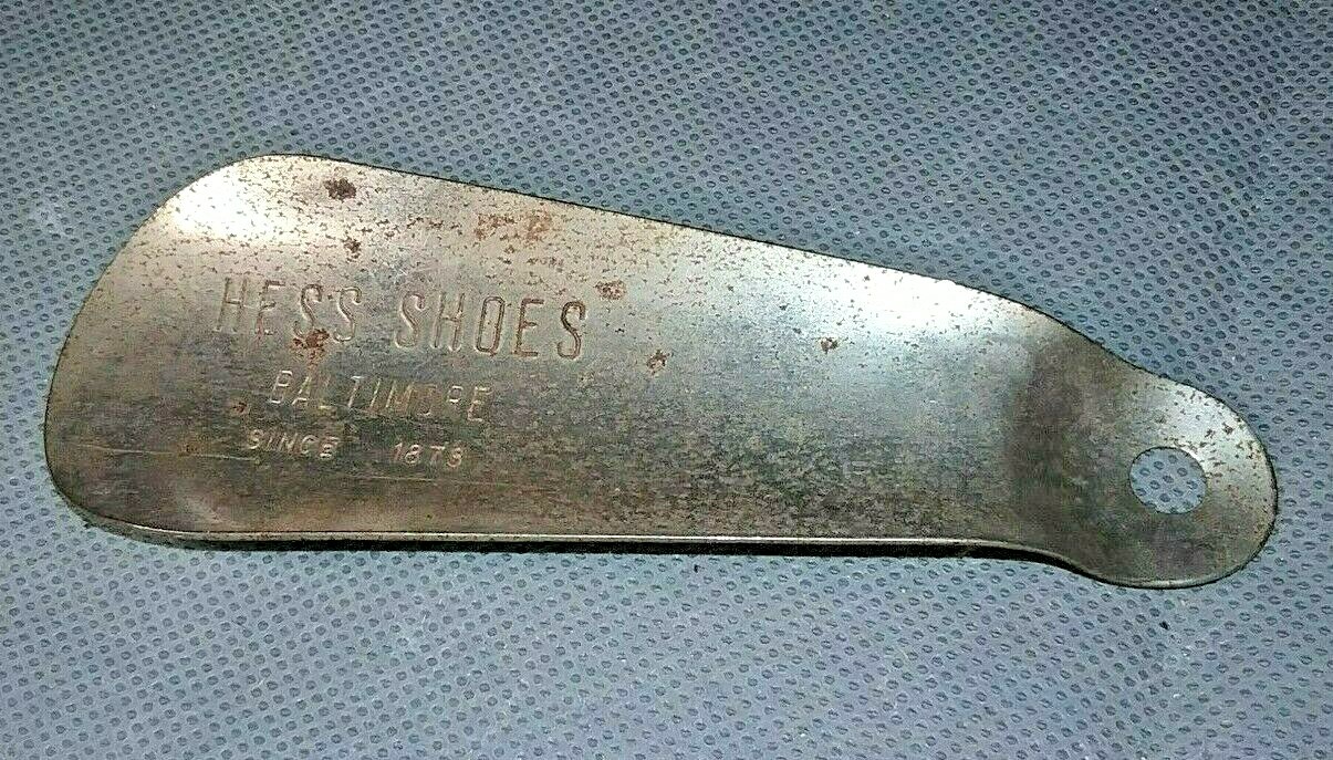 Antique shoe horn Hess Shoes Baltimore, Maryland metal 1872-1999