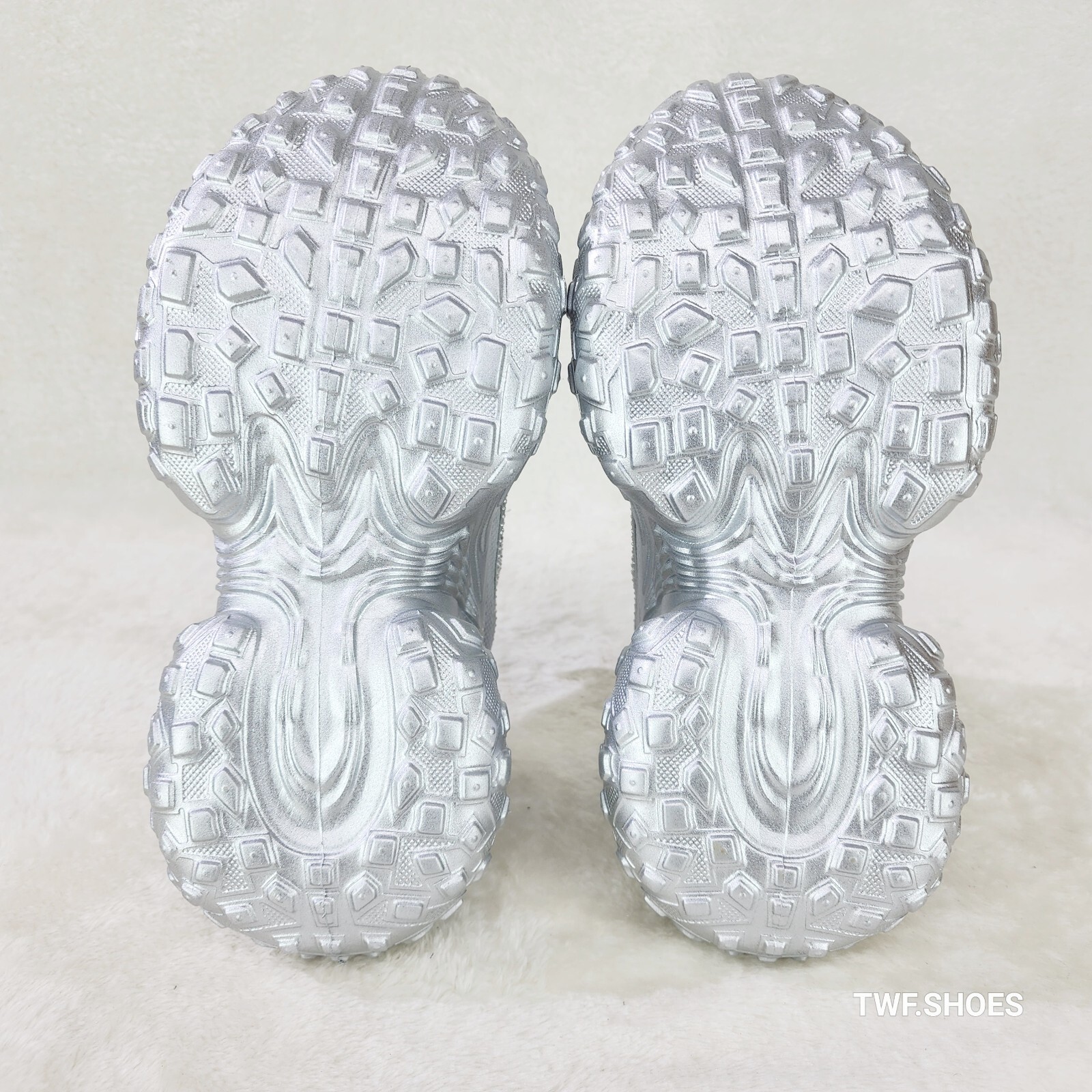 Cush Sparkle Sport Rhinestone Comfy Platform Light Weight Sneakers Silver