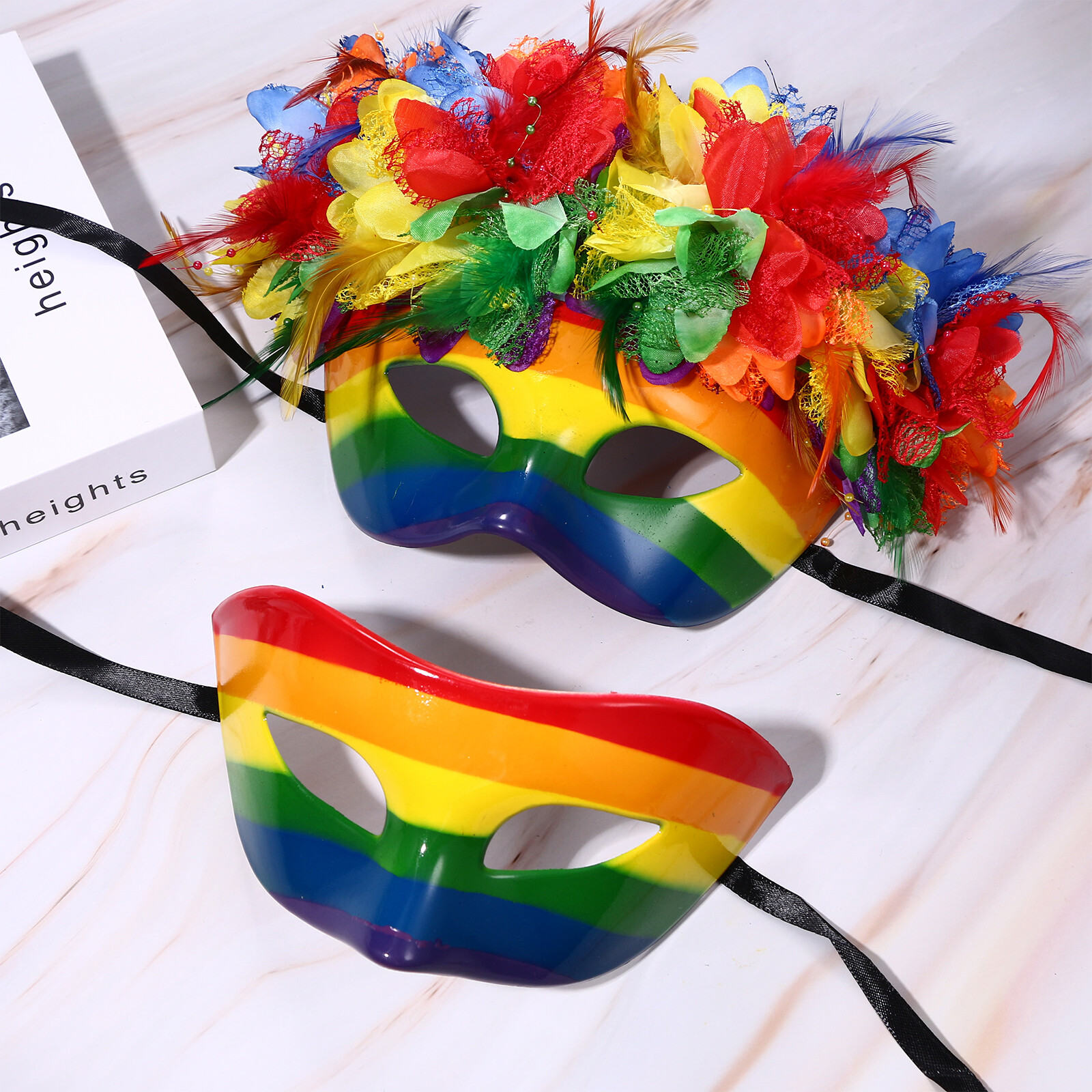 Couple Women Women Easter Carnival Rainbow Masquerade Floral Festival Party Mask