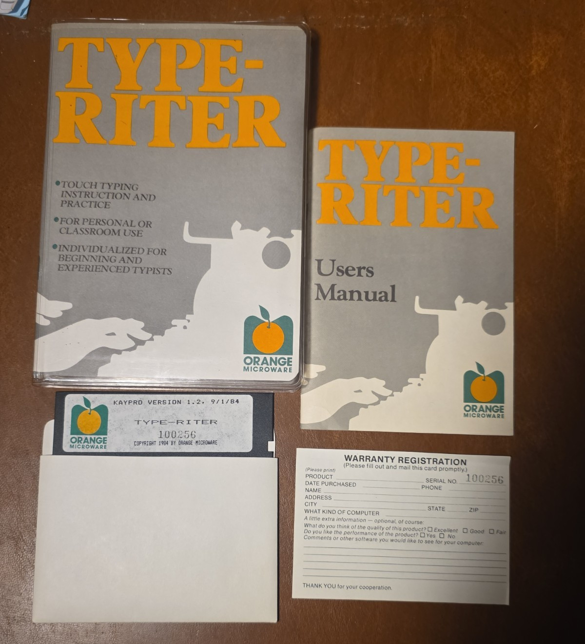 Rare 1984 Type-Riter Orange Microware Kaypro CP/M 5.25” Software Disk Manual