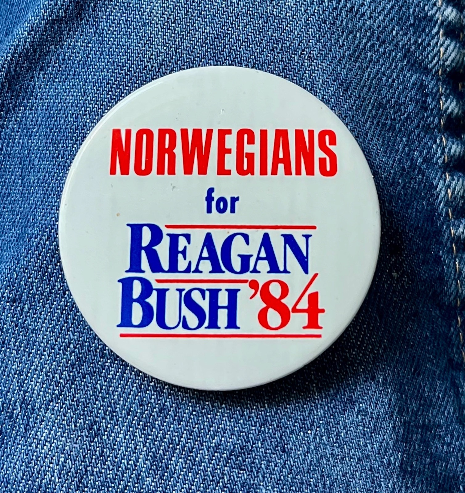 1984 Norwegians For Ronald Reagan & George Bush 2 1/4" Litho Political
