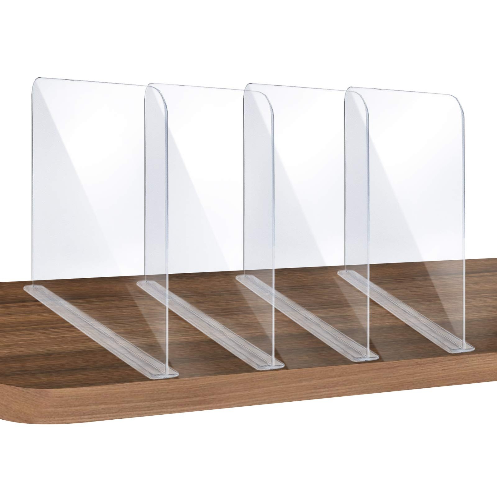 4 PCS 11.8x11 Inch Clear Acrylic Shelf Dividers Adjustable Closet Organizer