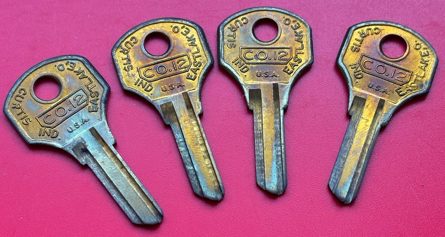 CO.12 Blank Key Curtis  "CO-12" Appx 1.75” Uncut New Old Stock *SET OF 4*